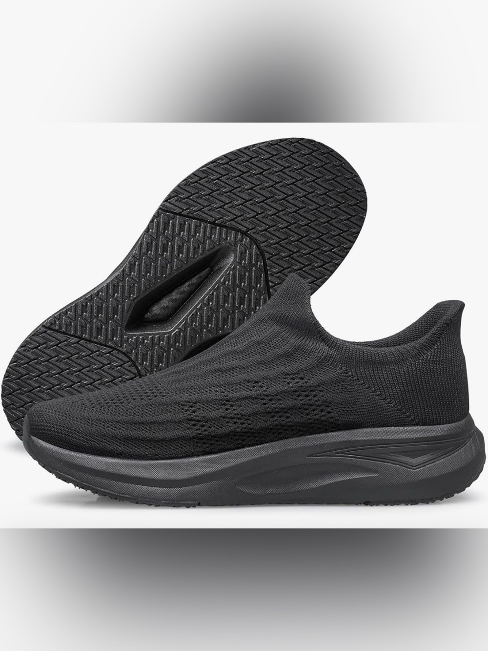 Men's Black Slip-On Knit Sneakers